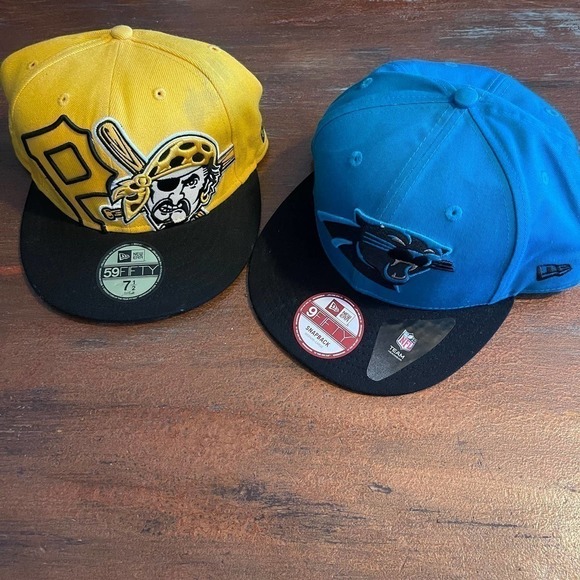 Lot of 02 New Era Hats Carolina Panthers & Vtg Pittsburgh Pirates - Picture 1 of 8